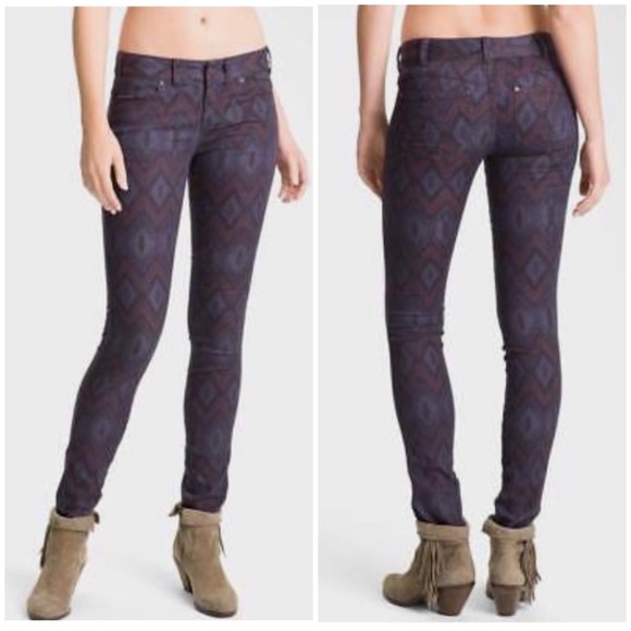 Free People : purple Aztec pattern jeans - Picture 2 of 11